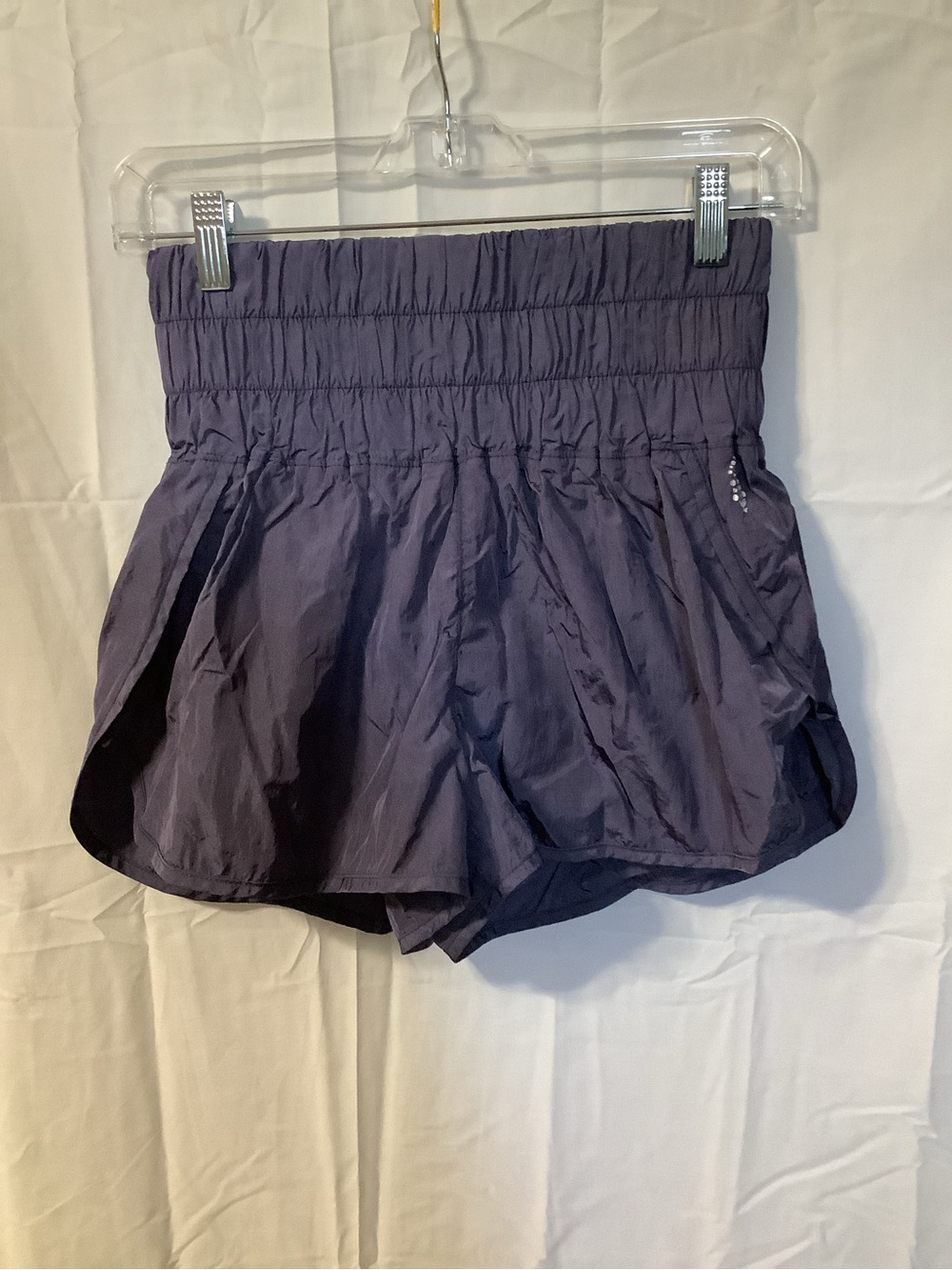 FP Movement by Free People High-Waist Smocked Shorts in Deep Purple